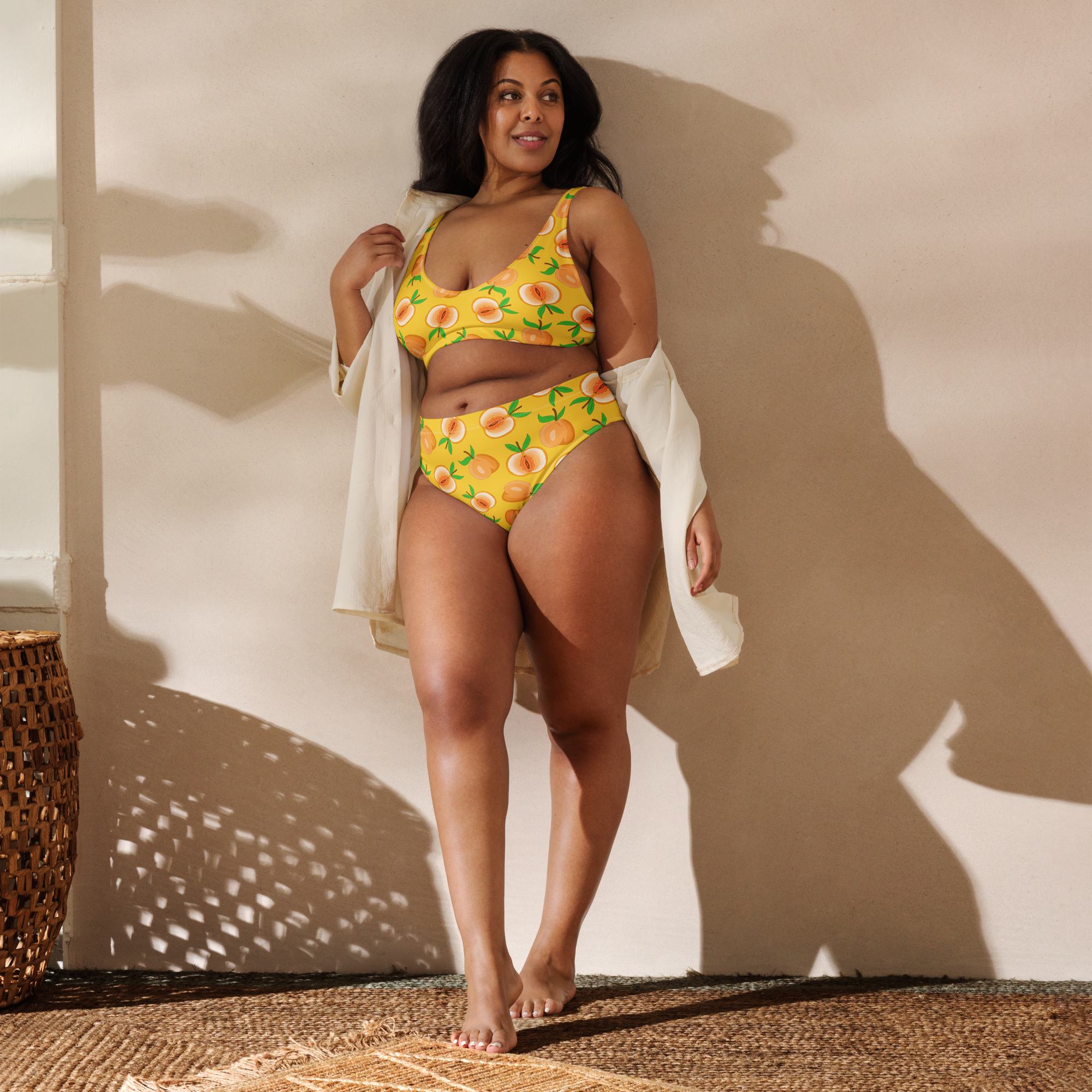 vulva peach pattern high-waisted bikini bottom