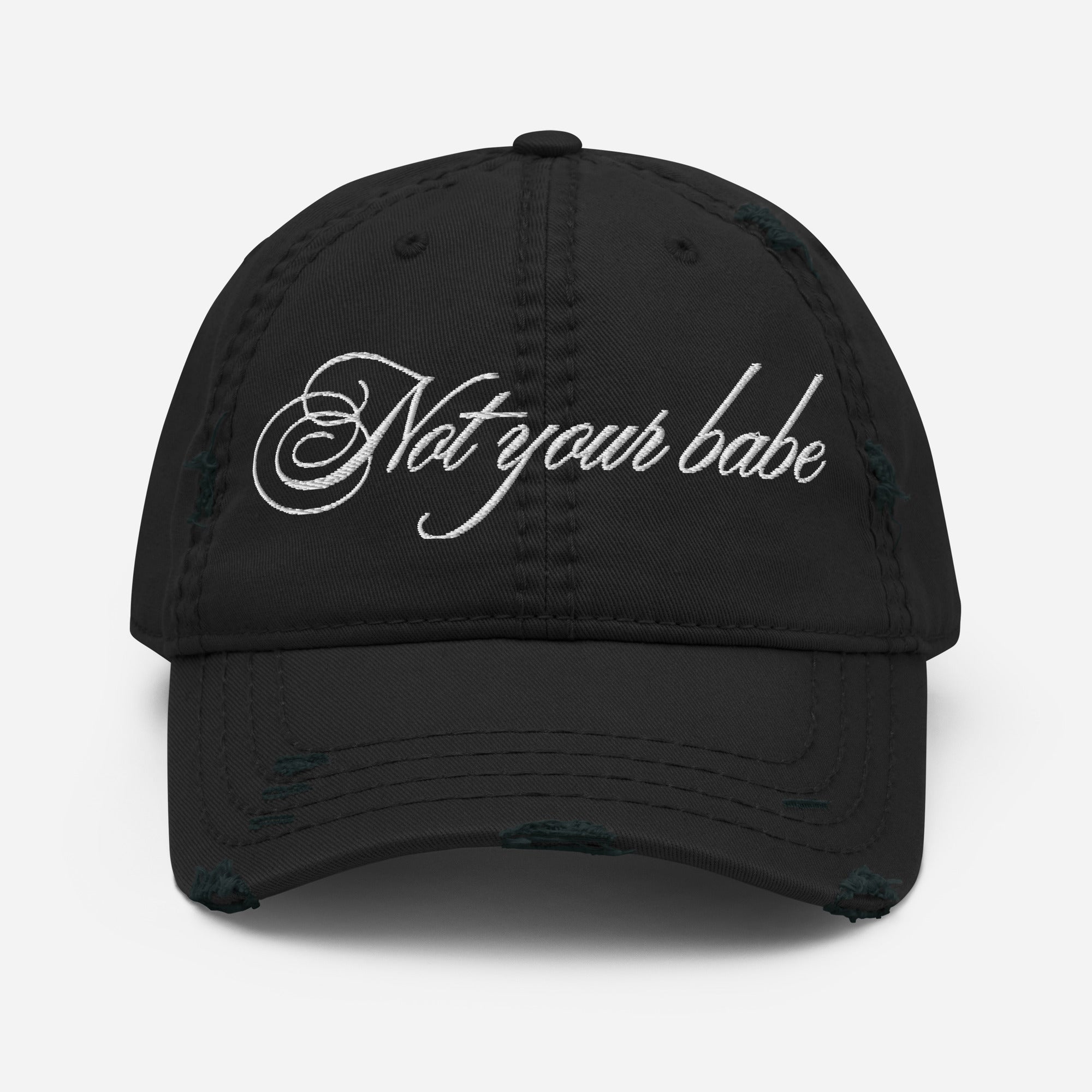 Not Your Babe Distressed Cap - Empowr Black