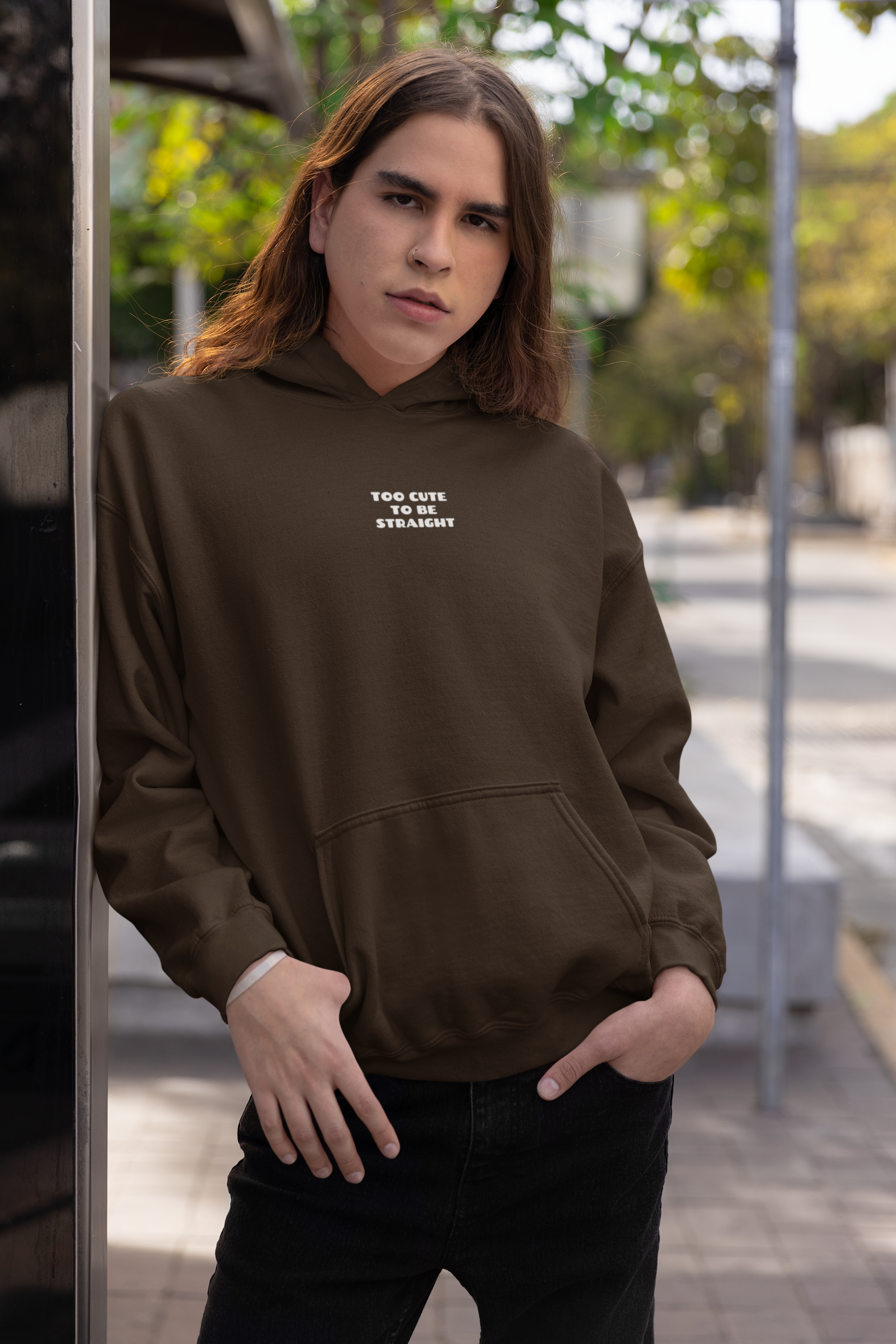 Too Cute To Be Straight Pride Hoodie - Empowr Dark Chocolate / S